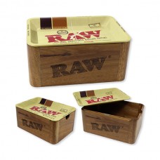 Caja de madera RAW con charola de metal